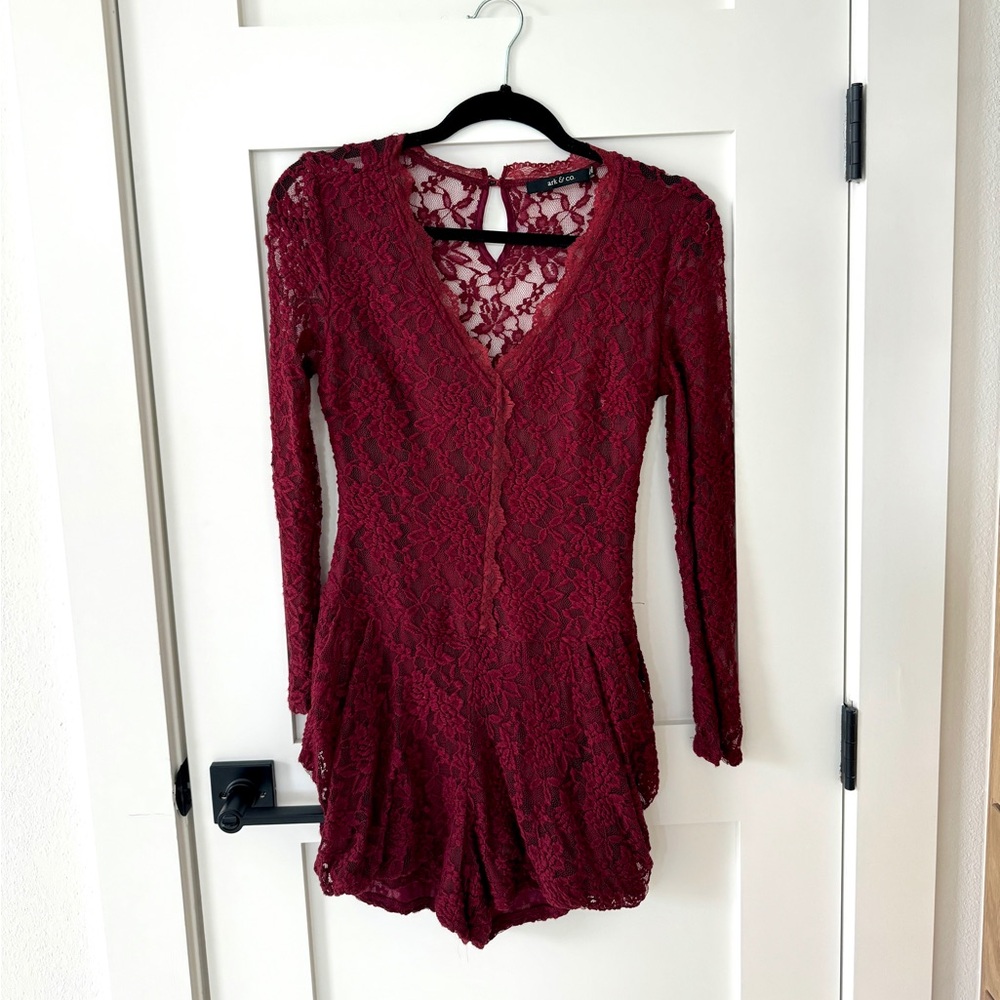 Nasty Gal Burgundy Lace Romper